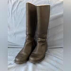 UGG Brome II Tall Zip Leather Boots, Black, Size 6 (Euro 37)